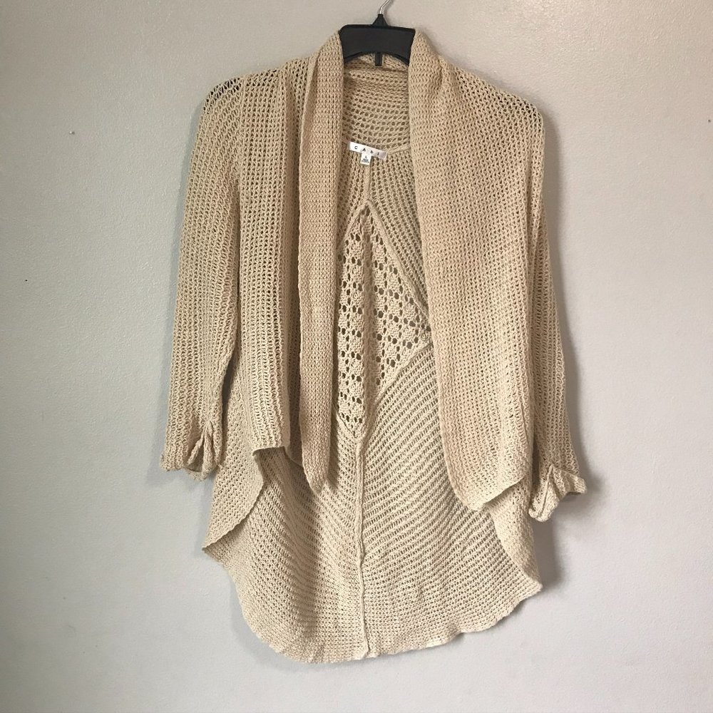 CAbi Beige Open Knit Cardigan